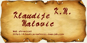 Klaudije Malović vizit kartica